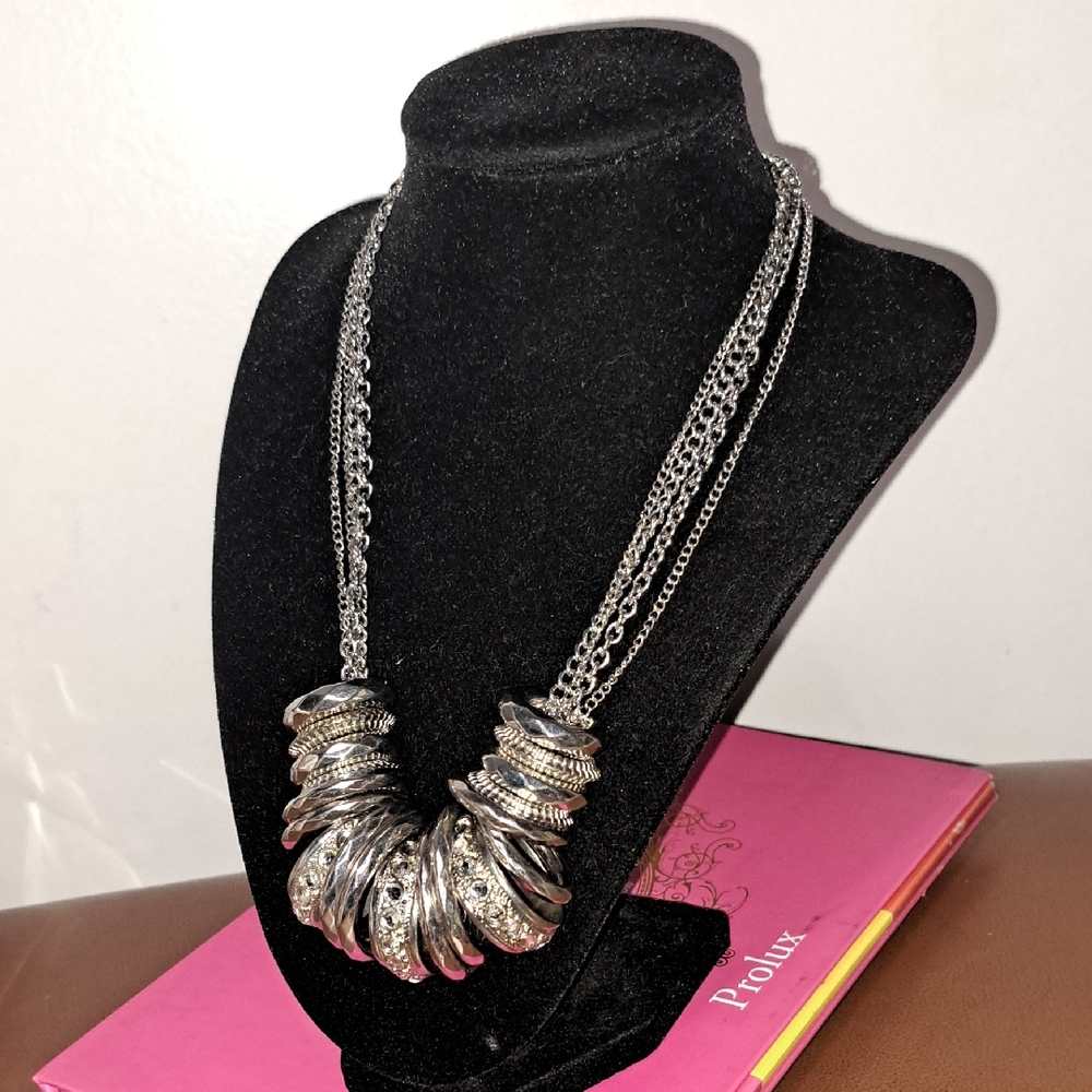 Chic Silver Multi-Ring Necklace